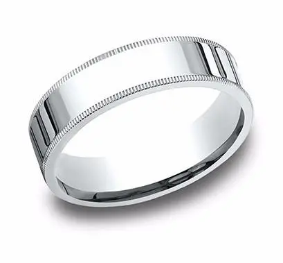 14K White Gold 6Mm Milgrain Comfort Fit Wedding Band Size 10 1