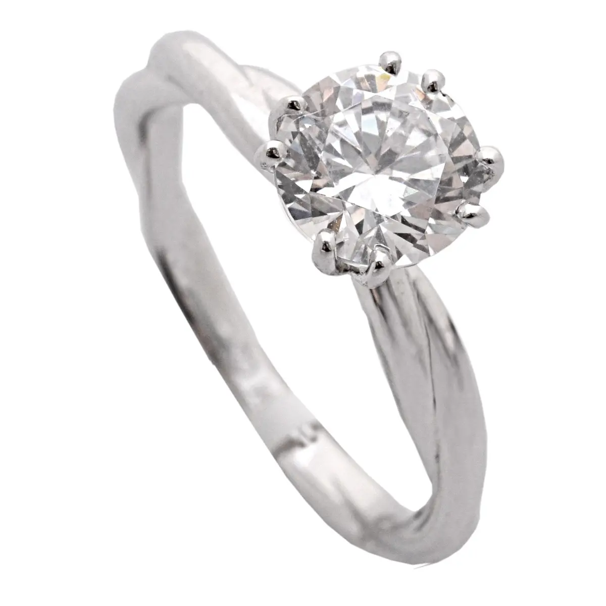 14K White Gold Twisted Solitaire Engagement Ring(Center Stone Not Included) 1