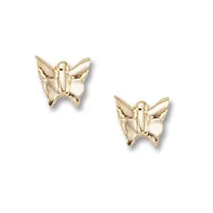 14K Yellow Gold Small Butterfly Earrings 1