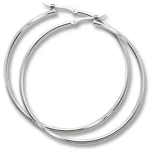 14K White Gold 1.5Mm X 40Mm  Hoop Earrings 1