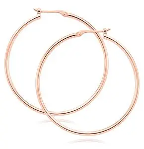 14K Rose Gold 1.5X30mm Hoop Earrings 1