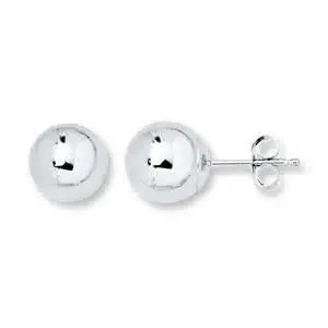 14K White Gold 6Mm Ball Stud Earrings 1