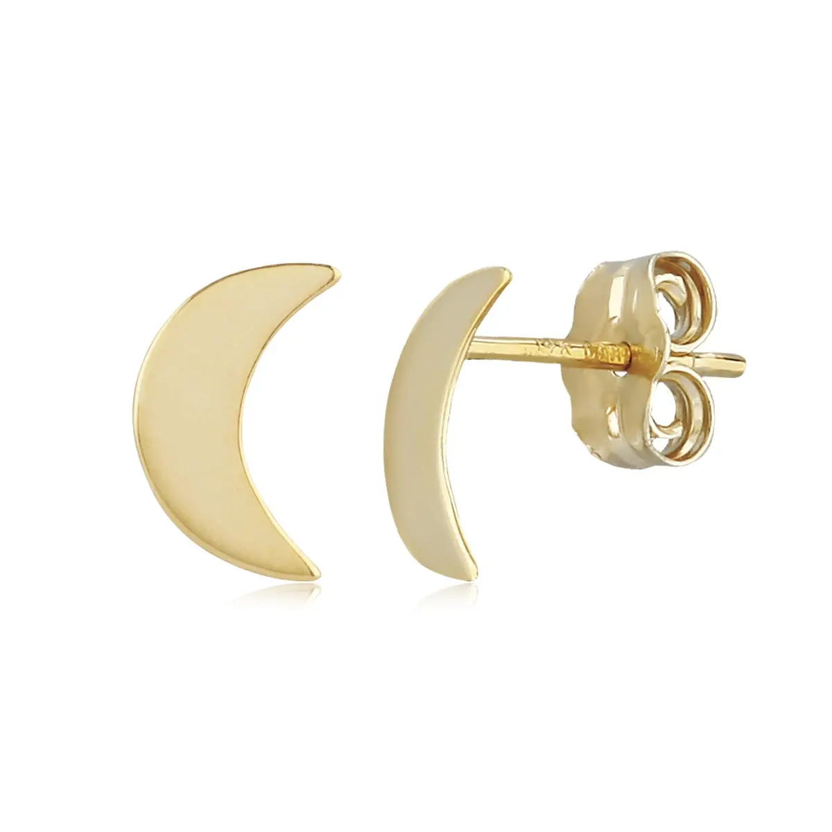 Lady's Yellow 14 Karat Small Crescent Earrings 1