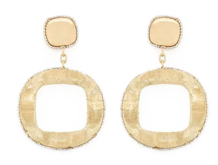 14K Yellow Gold Dangle Earrings With White Trim 1