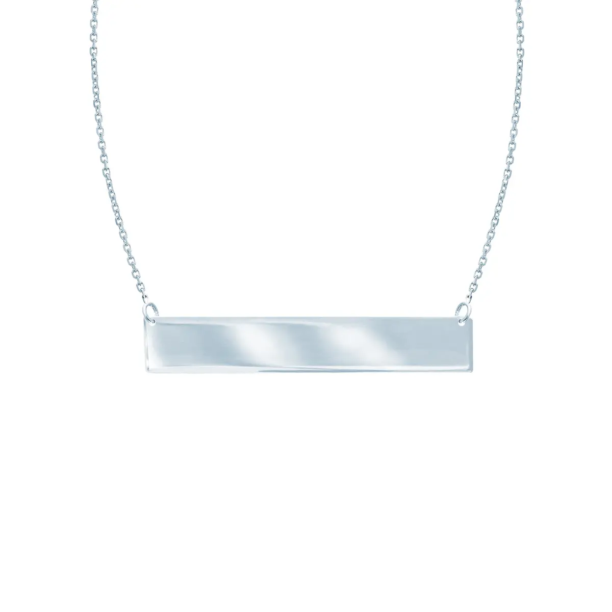 14K White Gold Mini Name Plate Charm Necklace 1