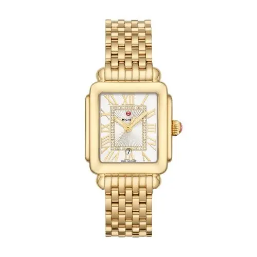 Ladies Gold Plated Michele Deco Madison Bracelet Watch 1