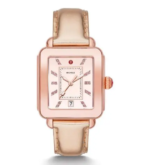 Ladies Pink Gold Plated Michele  Deco Sport Watch 1