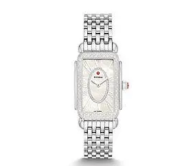 Ladies Stainless Michele Deco Park Bracelet Watch With Diamond Bezel 1