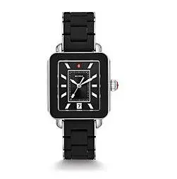 Ladies Silver Tone And Black Michele Deco Bracelet Watch 1