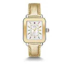 Ladies Michele Deco Sport Watch W/ Rainbow Topaz Dial 1