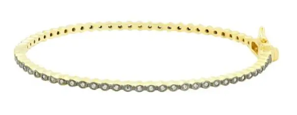 Freida Rothman Yellow Sterling Silver Signature Bezel Pave Hinge Bracelet 1