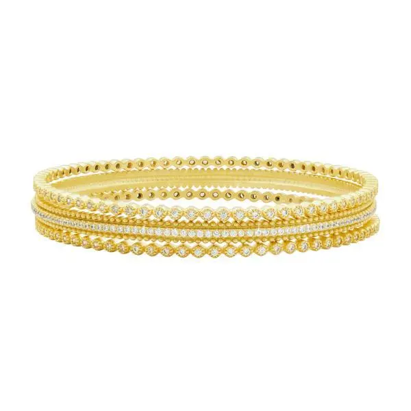 Freida Rothman Yellow Sterling Silver Harmony 3-Stack Bangle Bracelet 1