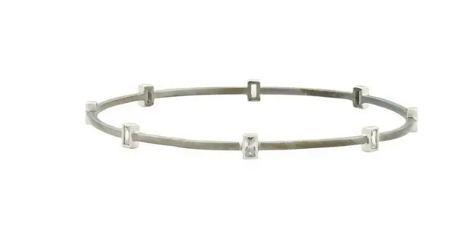 Freida Rothman Ssterling Silver Signature Square Station Bangle Bracelet 1