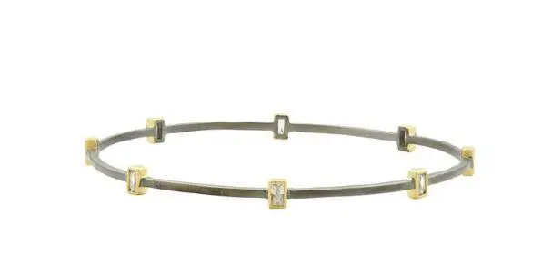 Freida Rothman Sterling Silver Signature With Yellow Square Station Bracelet 1