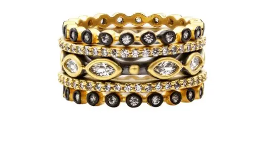 Freida Rothman Sterling Silver Signature Mixed Marquise Station 5 Stack Ring 1