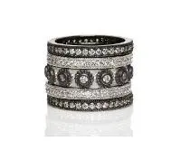 Freida Rothman Sterling Silver Black Rhodium Studded 5 Stack Ring Size 7 1