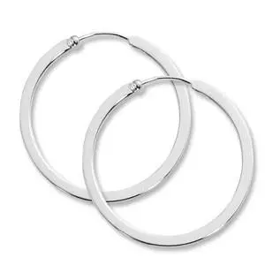 Sterling Silver Medium Flat Wire Hoop Earrings 1