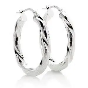 Sterling Textured Hoop Earrings 1