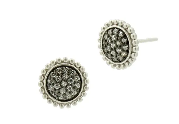Freida Rothman Lady's Sterling Silver & Gold Sunburst Stud Earrings 1