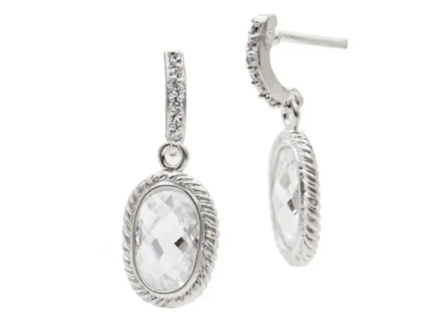 Freida Rothman Lady's Sterling Silver Tiny Raindrop Earrings 1