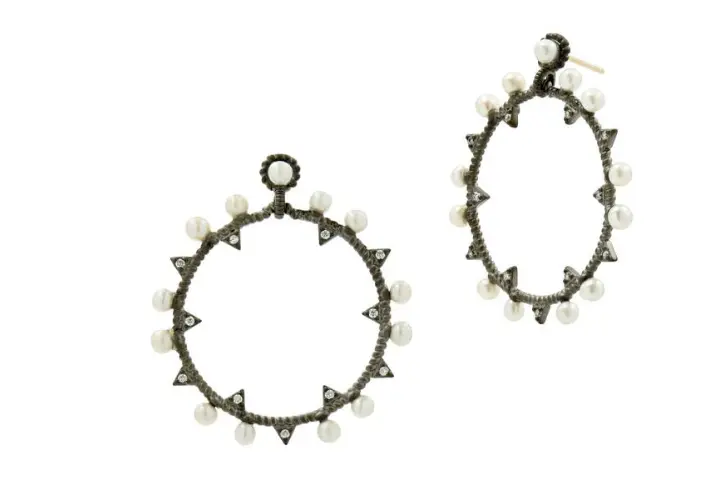 Freida Rothman Sterling Silver Industrial Finish Horizontal Small Hoop Earrings 1