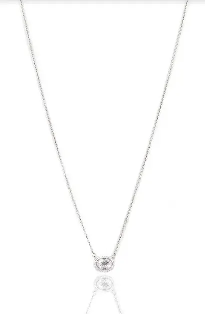 Freida Rothman Lady's Sterling Silver Small Bezel Raindrop Necklace 1