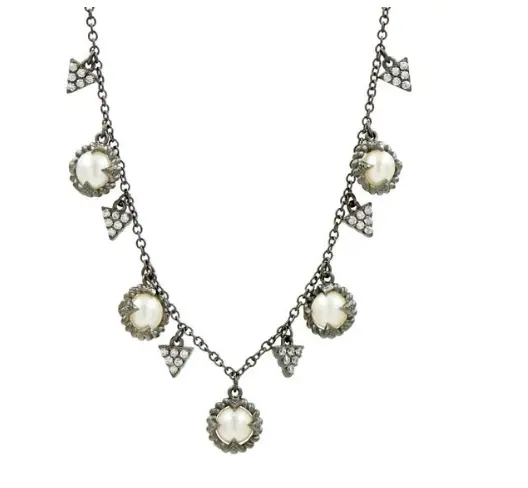 Freida Rothman Sterling Silver & Black Rhodium Industrial Finish Delicate Short Necklace 1