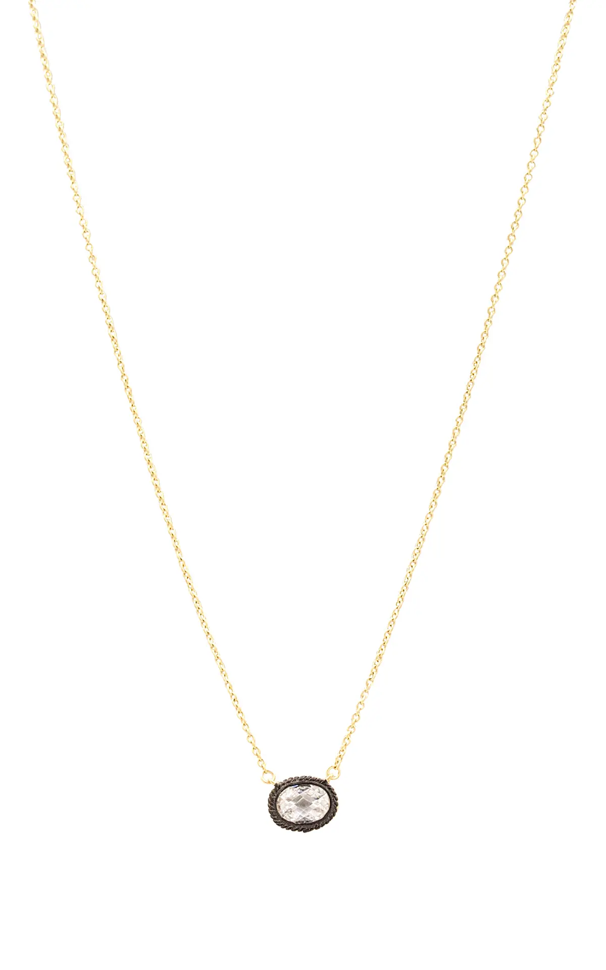 Freida Rothman Lady's Sterling Silver Small Bezel Raindrop Necklace 1