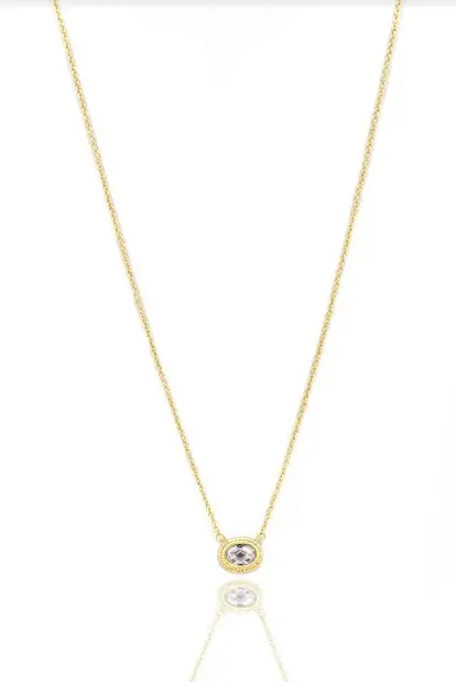 Freida Rothman Yellow Sterling Silver Small Bezel Raindrop Necklace 1