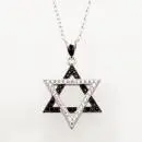 Sterling Silver White And Black Cz Star Of David Pendant 1
