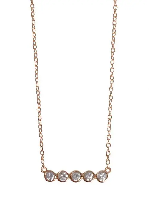 Rose Sterling Silver Round Bezel Cz Pendant 1