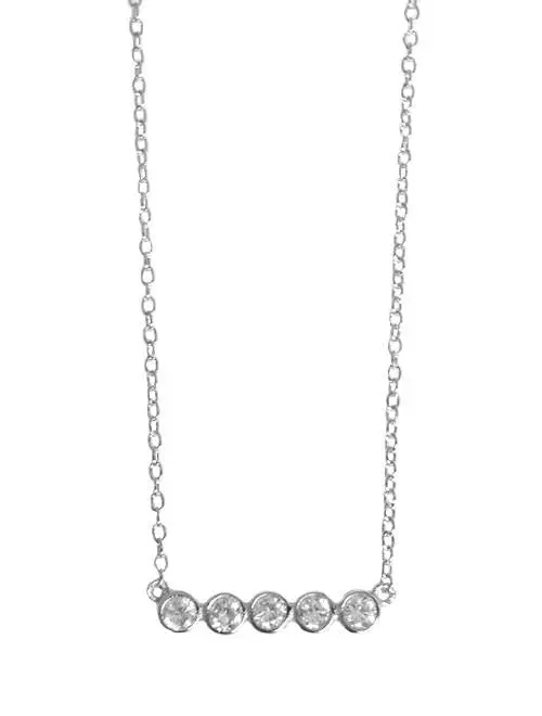 Silver 5 Bezel Set Cz Pendant 1
