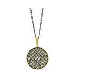 Freida Rothman Yellow Sterling Silver & Black Rhodium Signature Double Sided Pendant 1