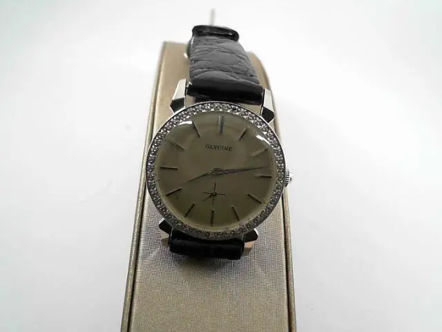 Preowned Mens 14K White Gold Glycine Watch With Diamond Bezel 1