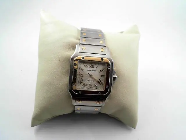 Preowned Stainless And 18K Cartier Santos Galbe Bracelet Watch 1
