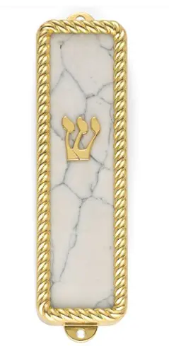 Roseland Gold Plated Stone Design Mezuzah 1
