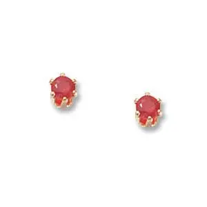 14K Yellow Gold 3Mm Ruby Stud Earrings 1
