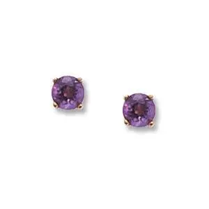 14K Yellow Gold 4Mm Amethyst Earrings 1