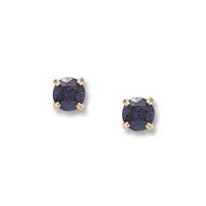 14K Yellow Gold 4Mm Sapphire Stud Earrings 1