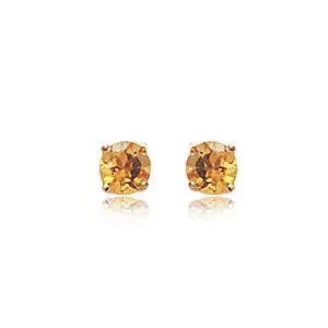 14K Yellow Gold 4Mm Citrine Stud Earrings 1