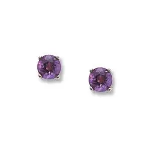 14K White Gold 4Mm Amethyst Earrings 1