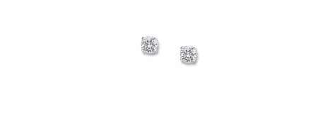 14K White Gold Cz Stud Earrings - 4Mm 1