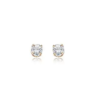 14K Yellow Gold Cubic Zirconia Earrings .25Ct Total Weight 1