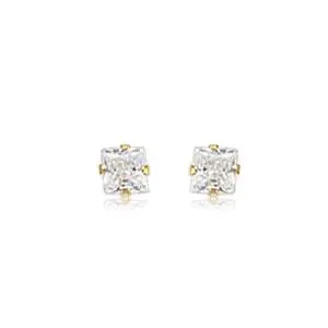 14K Yellow Gold Square Cz Stud Earrings 1