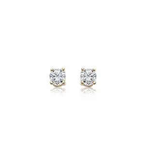 14K Yellow Gold 4Mm Cz Earrings 1