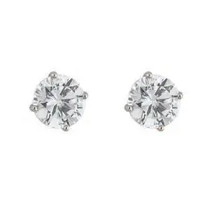 14K White Gold Cz Stud Earrings 1.00Ct Total Weight 1