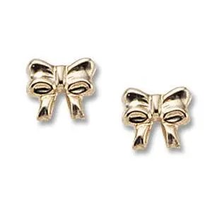 14K Yellow Gold Bow Earrings 1