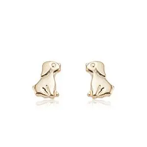 14K Yellow Gold Dog Earrings 1