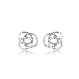 14K White Gold Love Knot Earrings 1
