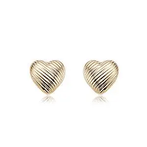 14K Yellow Gold Fluted Heart Earrings 1
